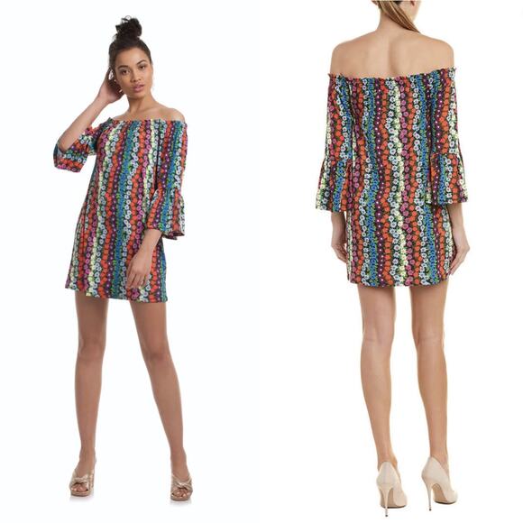 TRINA TURK Off Shoulder Flower Power Bell
Sleeve Mini Dress Size Small NWT - Picture 7 of 7